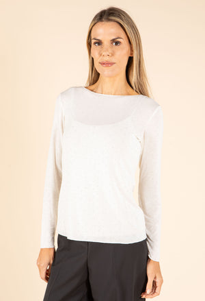Sheer Cashmere Blend Diamante Top
