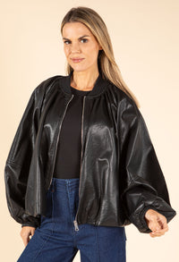 Relaxed Fit Faux Leather Jacket