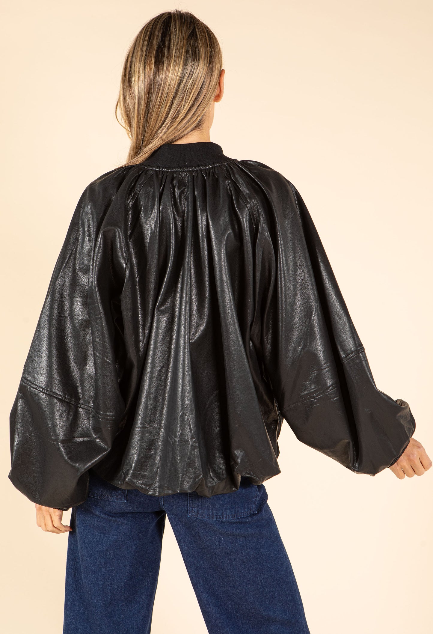 Relaxed Fit Faux Leather Jacket