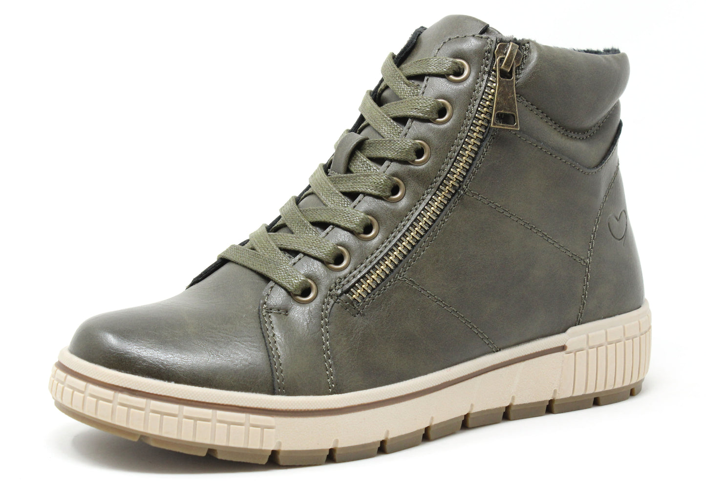 lace up hi top trainer with zip detail