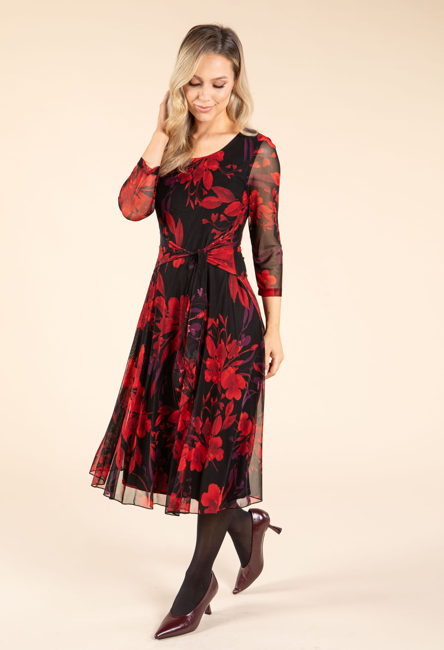 Floral Print Tie Detail Dress