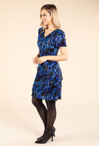 Floral Print Tiered Plisse Dress