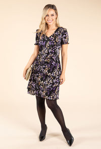 Floral Print Tiered Plisse Dress