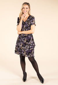 Floral Print Tiered Plisse Dress