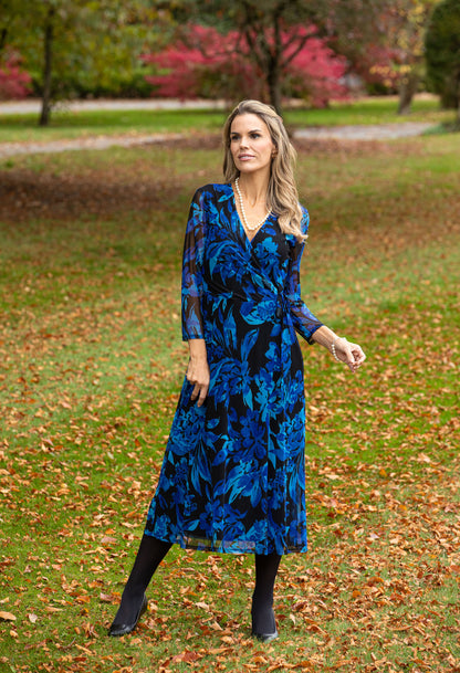 Floral Print Faux-Wrap Dress