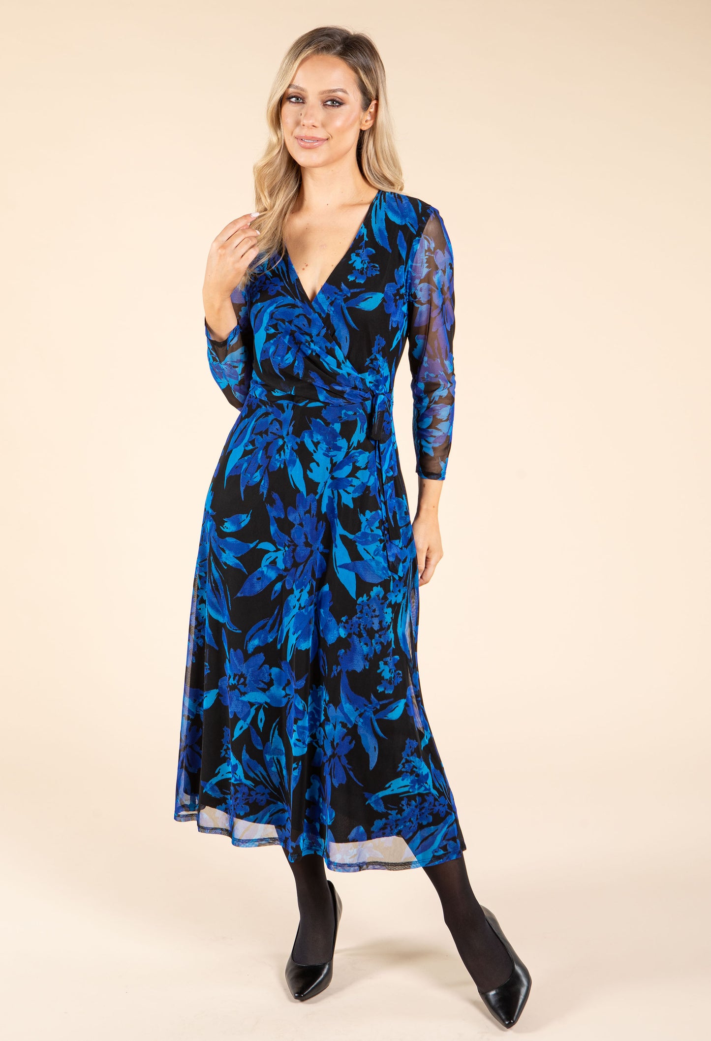 Floral Print Faux-Wrap Dress