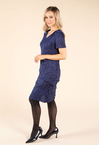 Lurex Stripe Tiered Plisse Dress