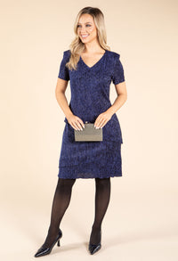 Lurex Stripe Tiered Plisse Dress