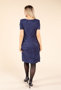 Lurex Stripe Tiered Plisse Dress