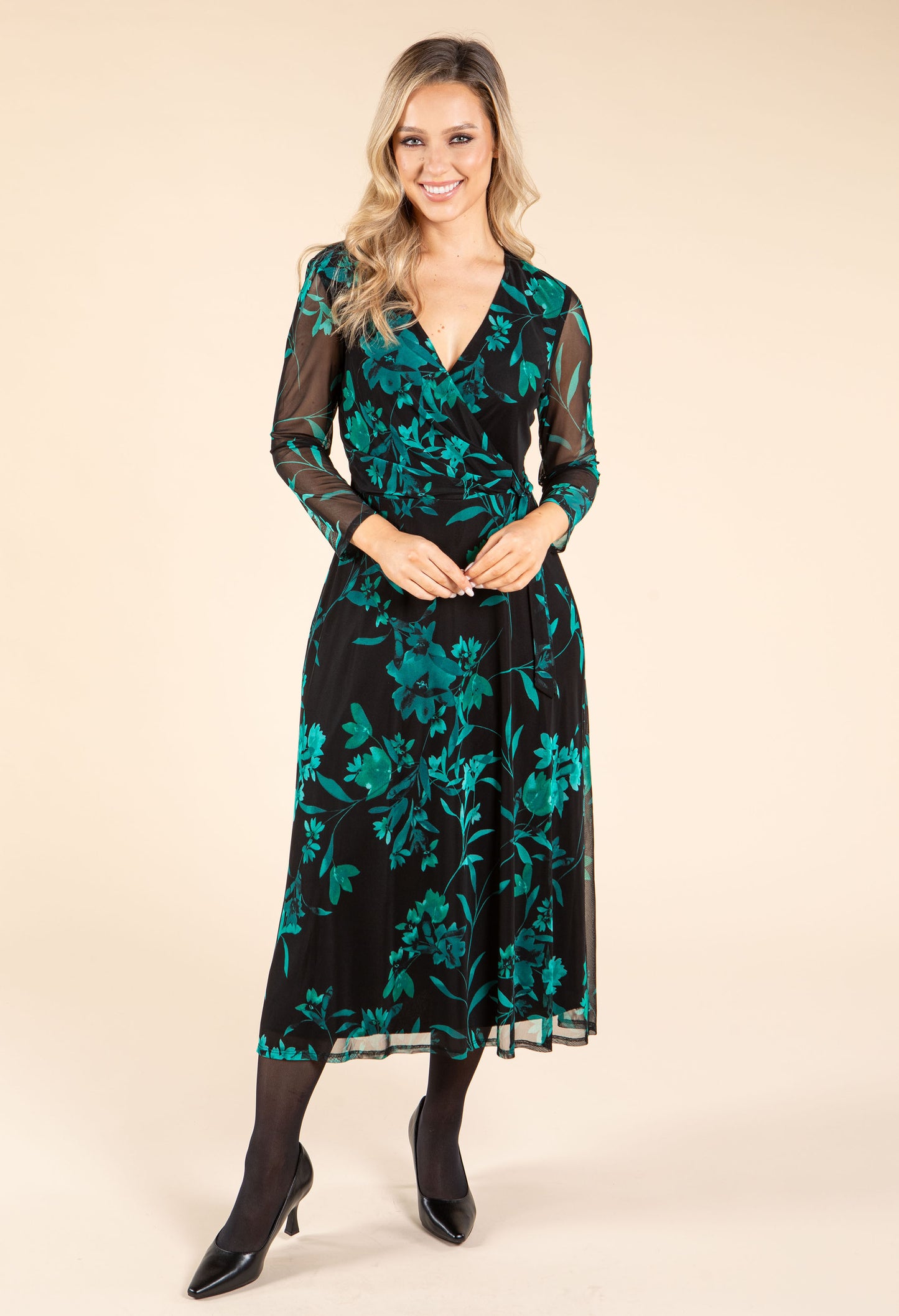 Floral Print Faux-Wrap Dress