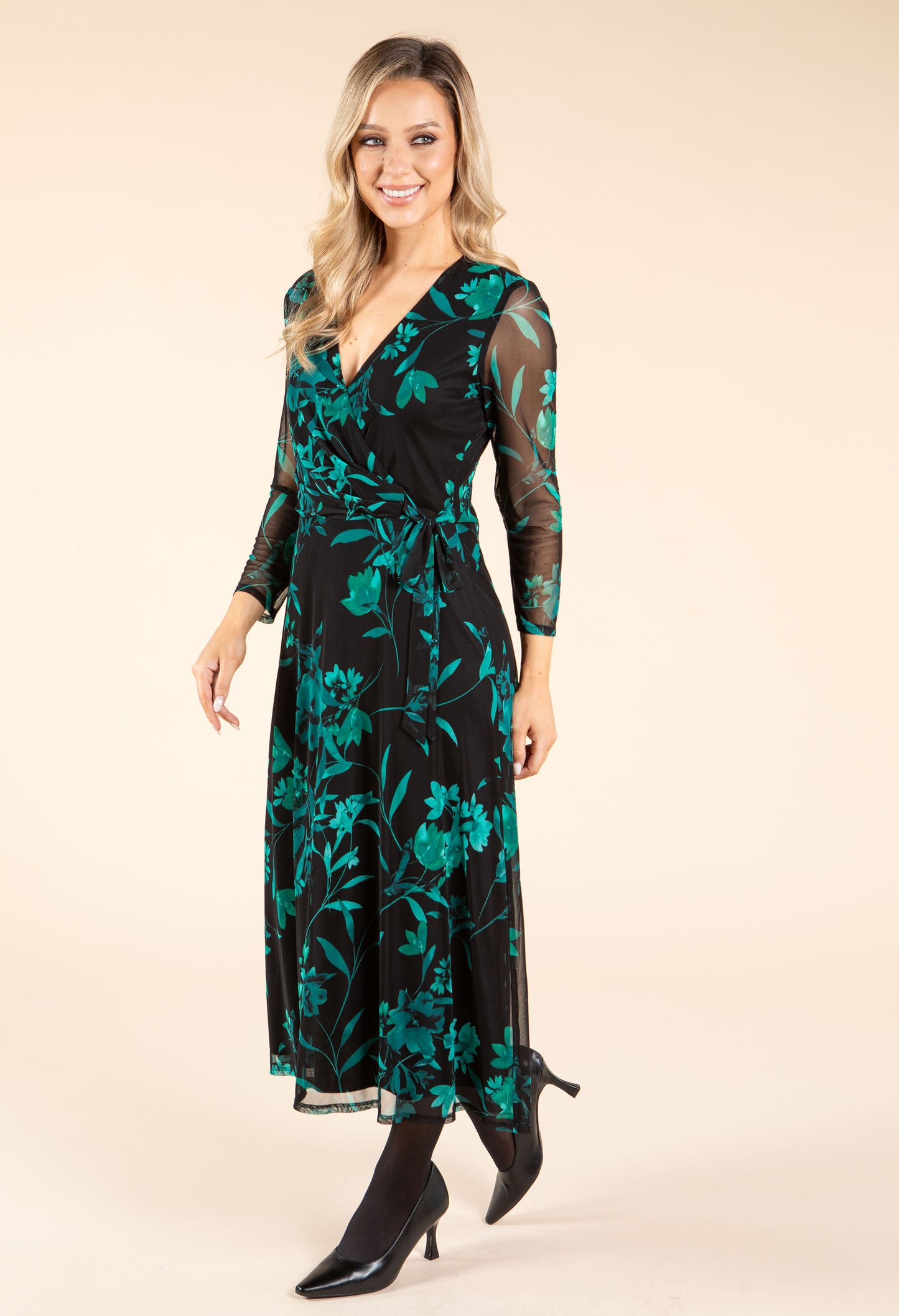 Floral Print Faux-Wrap Dress