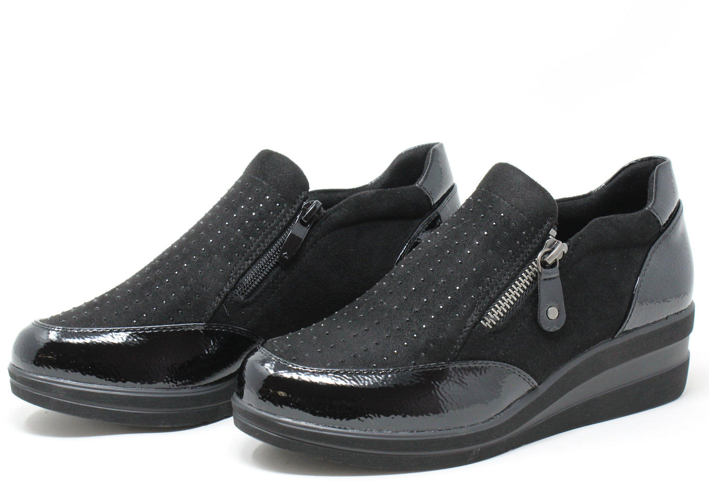 Zip Up Diamante Shoe