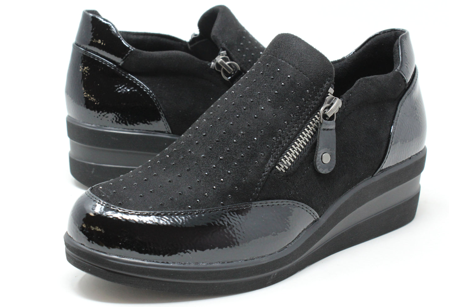 Zip Up Diamante Shoe