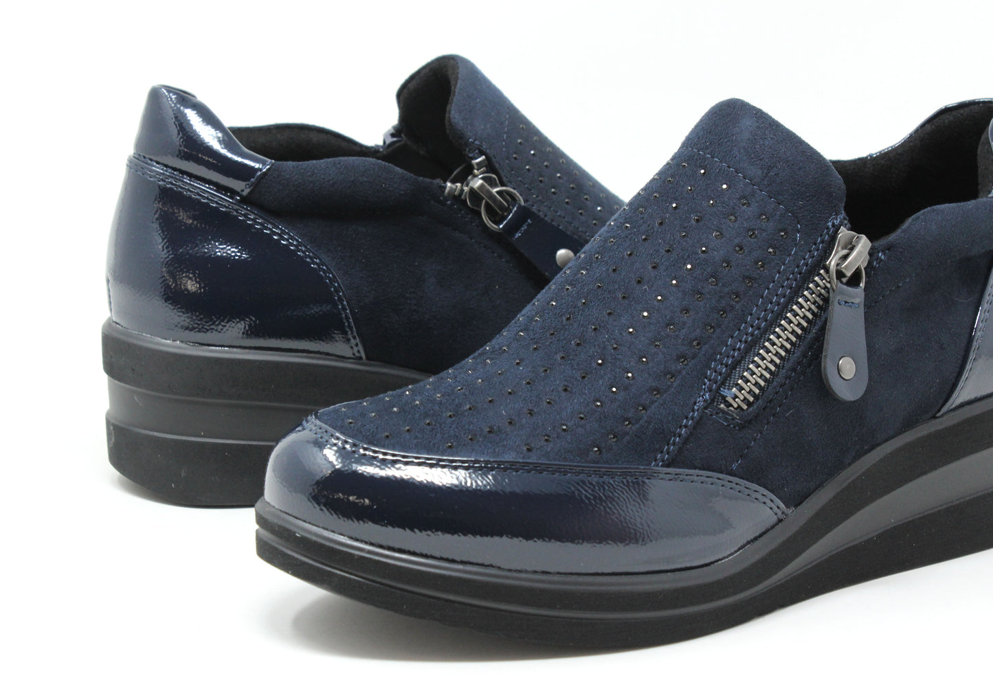 Zip Up Diamante Shoe