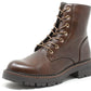 brown leather boot with laces on a white background