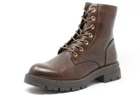 brown leather boot with laces on a white background
