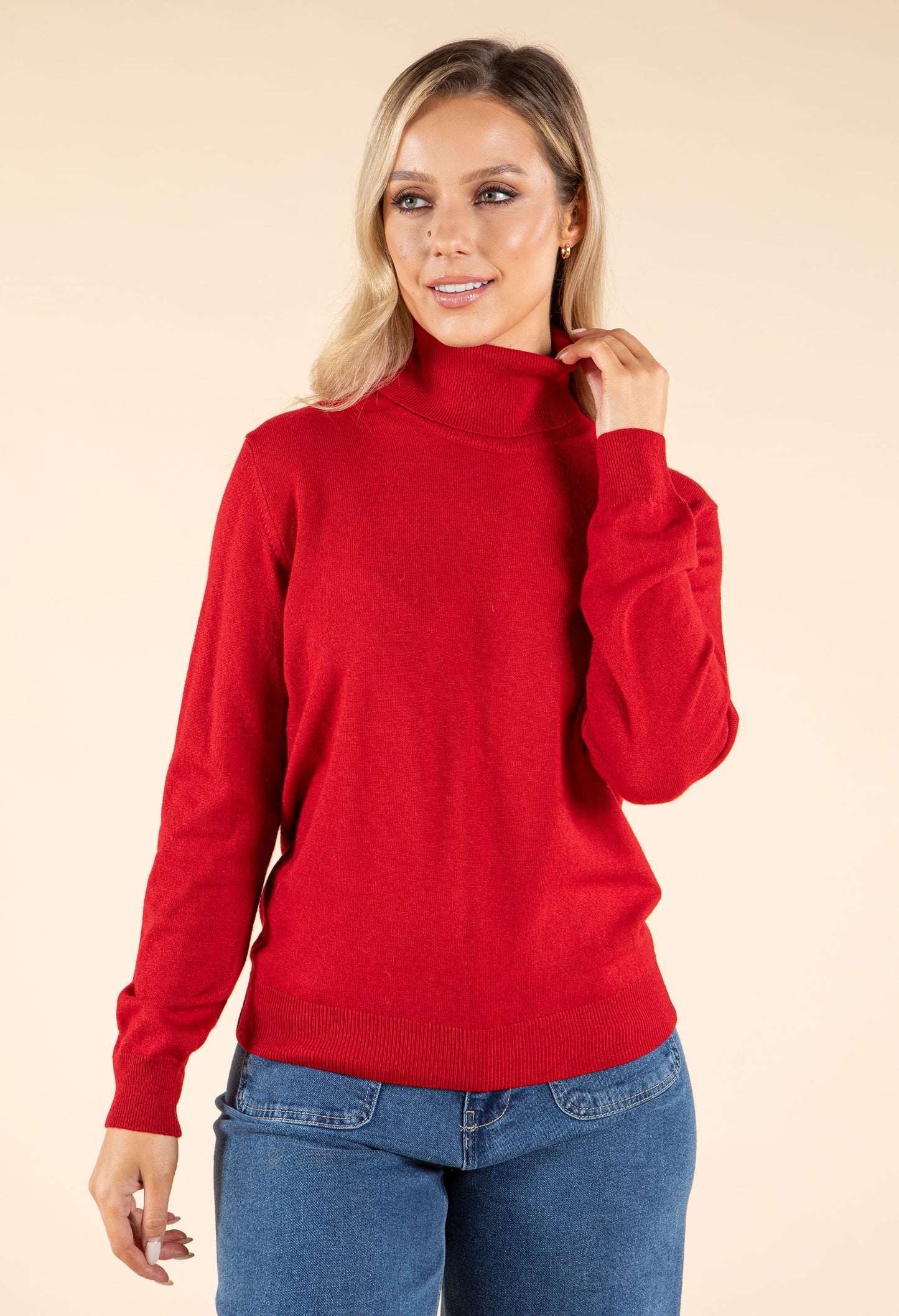 Polo Neck Silk Cashmere Blend Jumper