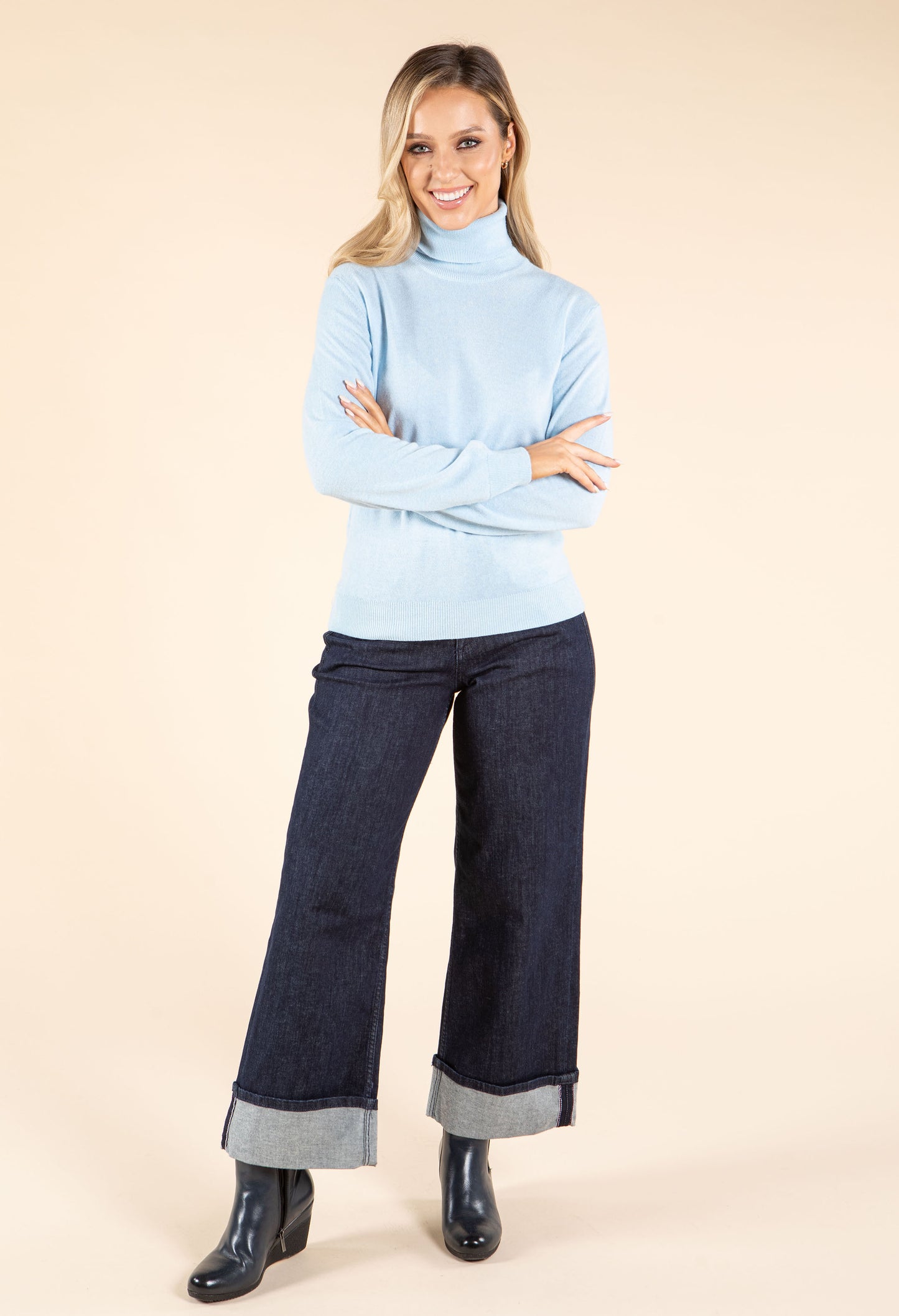 Polo Neck Silk Cashmere Blend Jumper