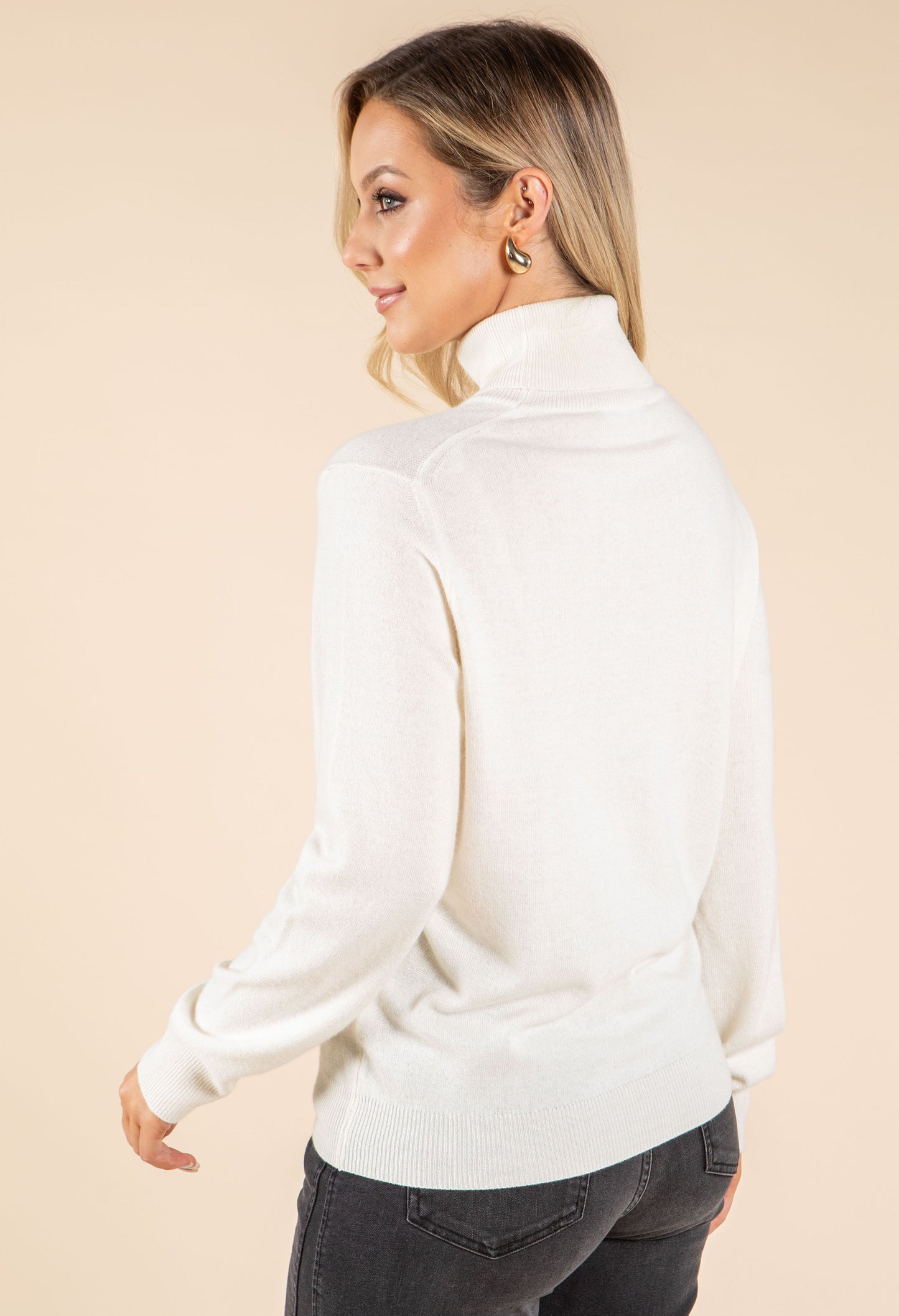 Polo Neck Silk Cashmere Blend Jumper