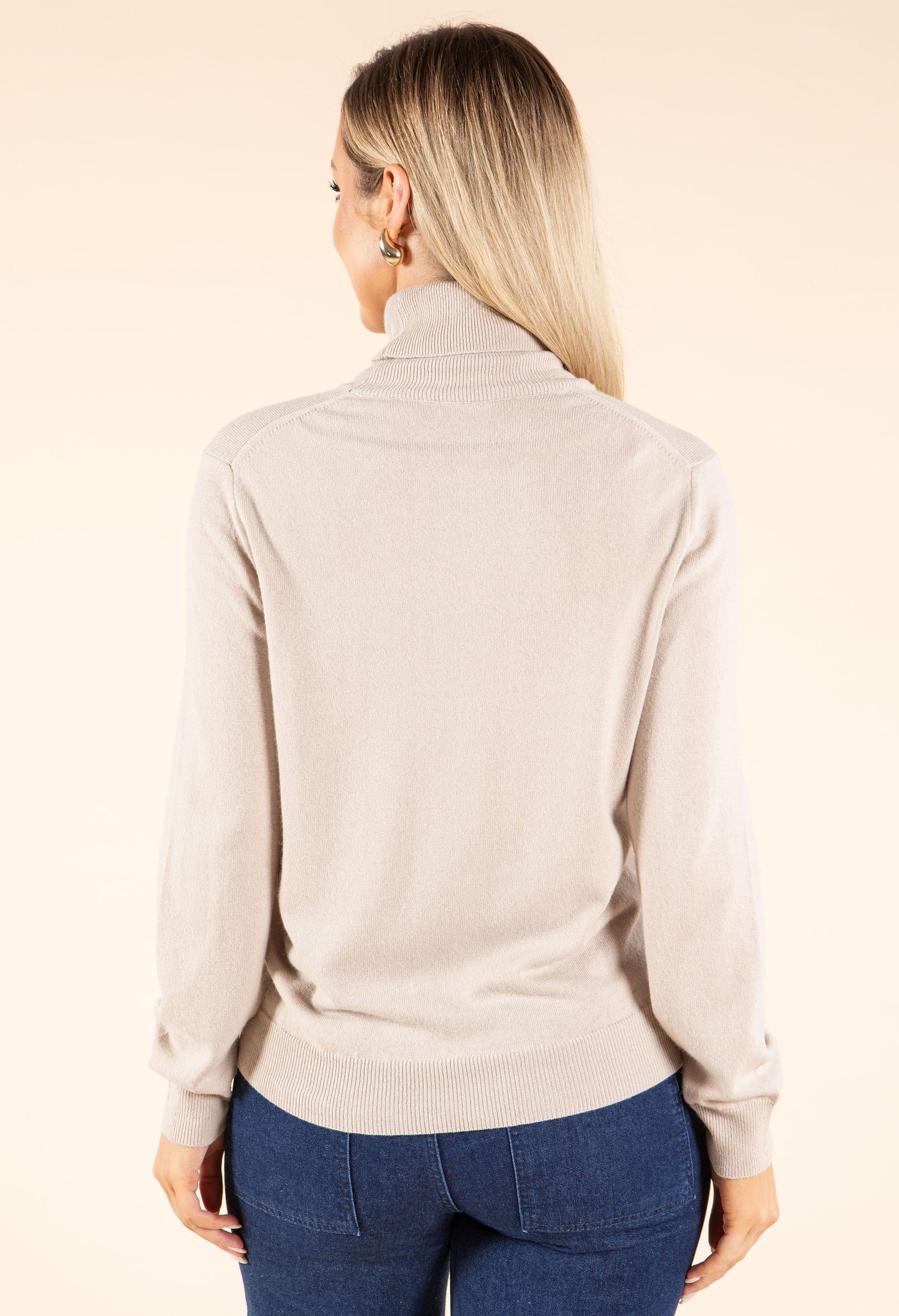 Polo Neck Silk Cashmere Blend Jumper