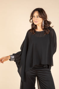 Sequin Trim Chiffon Top