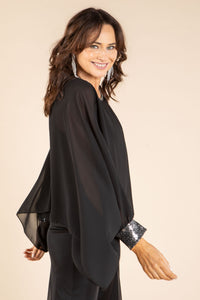 Sequin Trim Chiffon Top