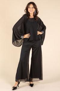 Sequin Trim Chiffon Top