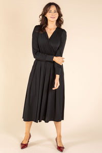 Faux-Wrap Midi Dress