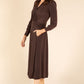 Faux-Wrap Midi Dress
