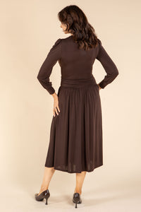 Faux-Wrap Midi Dress