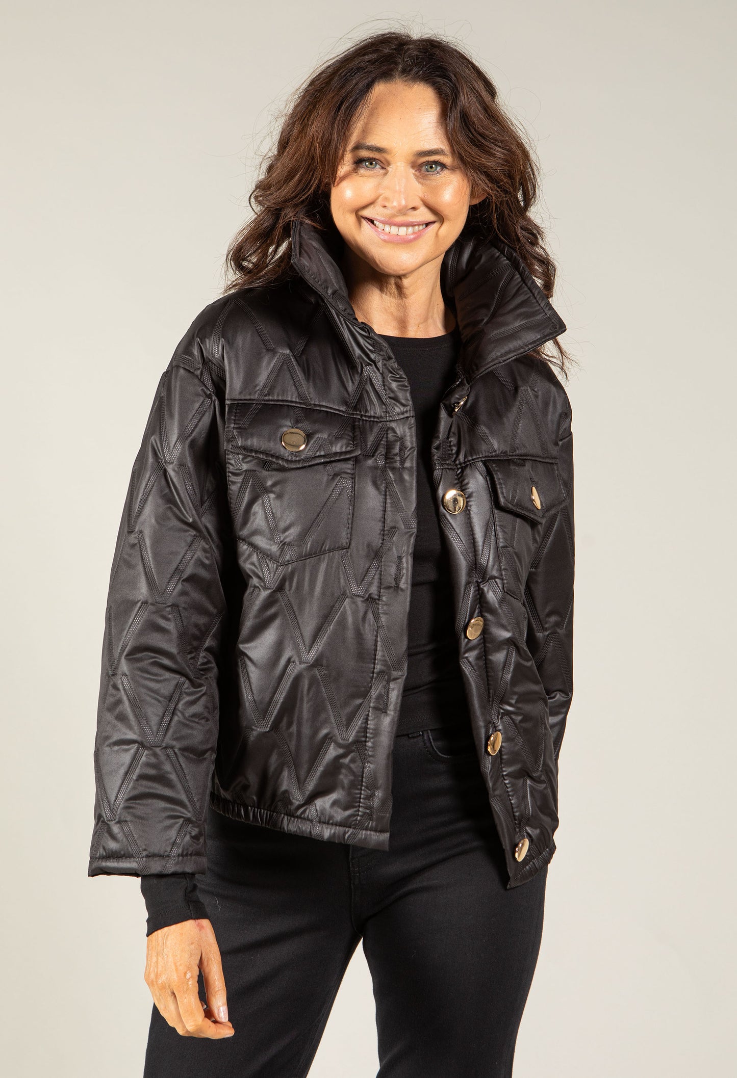 Quilted Button Detail Jacket