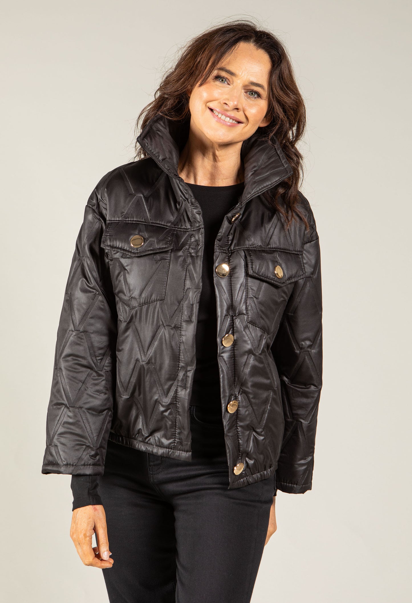 Quilted Button Detail Jacket
