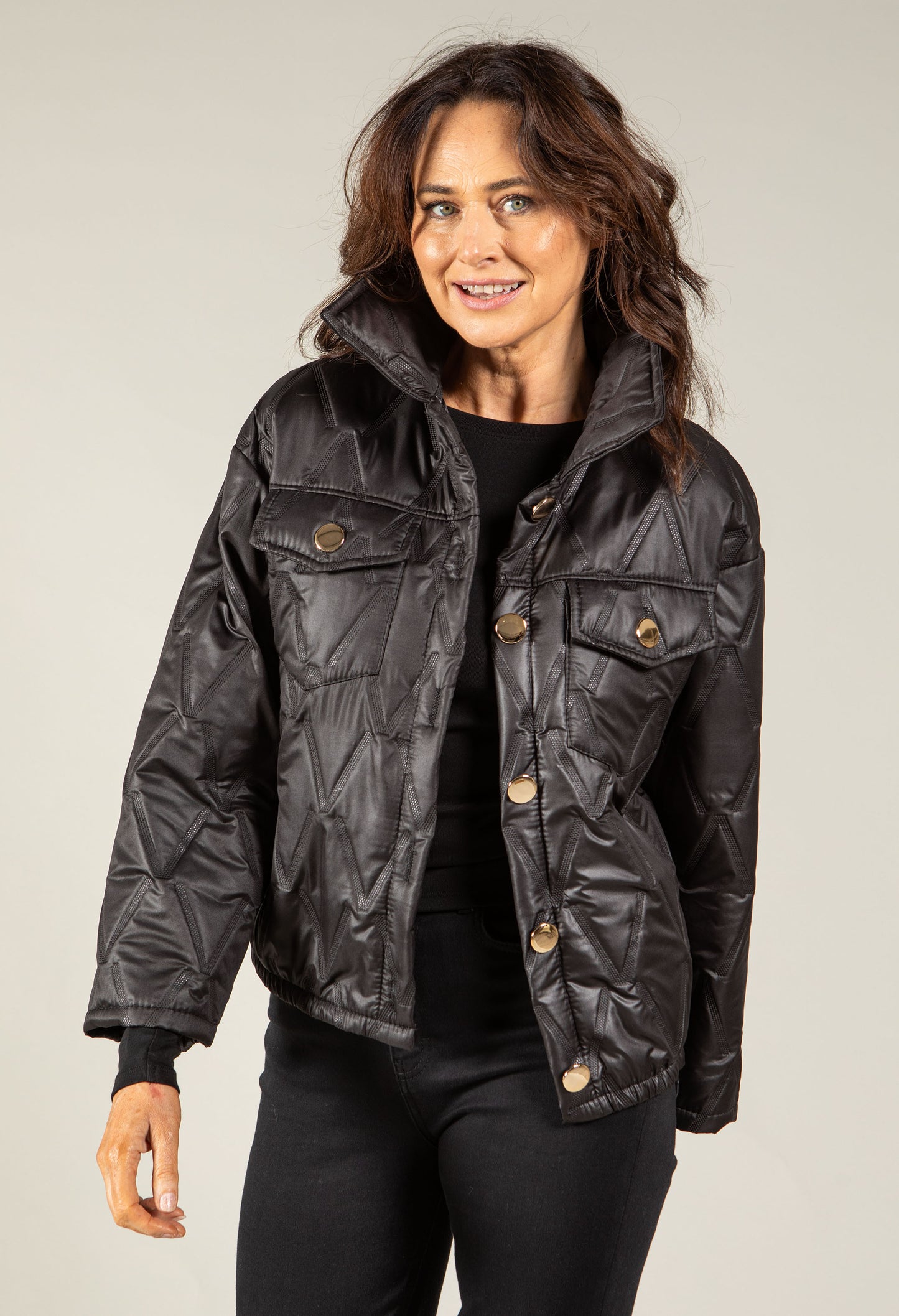 Quilted Button Detail Jacket