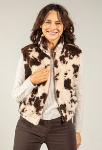 Cow Print Fleece Gilet