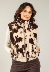 Cow Print Fleece Gilet