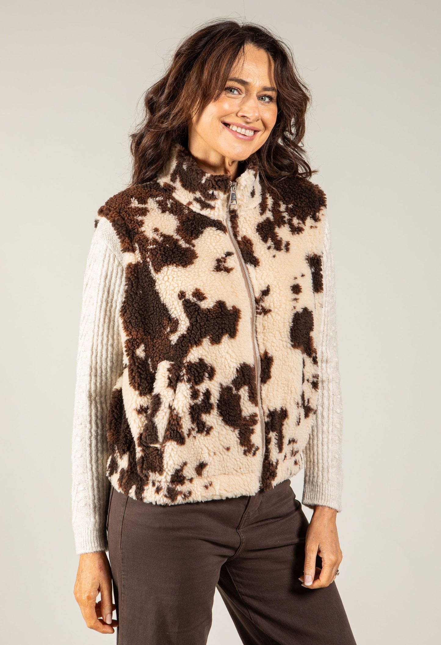 Cow Print Fleece Gilet