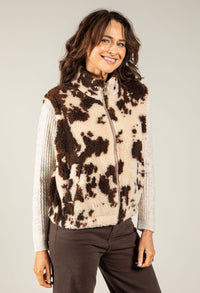 Cow Print Fleece Gilet