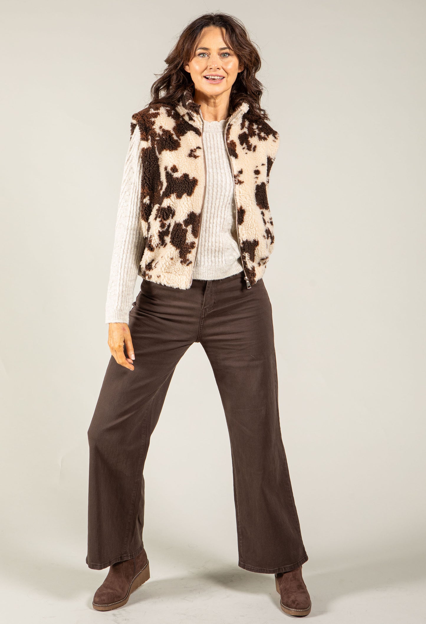 Cow Print Fleece Gilet