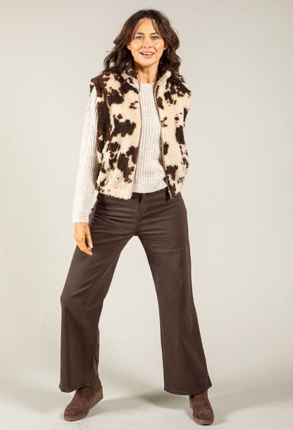 Cow Print Fleece Gilet