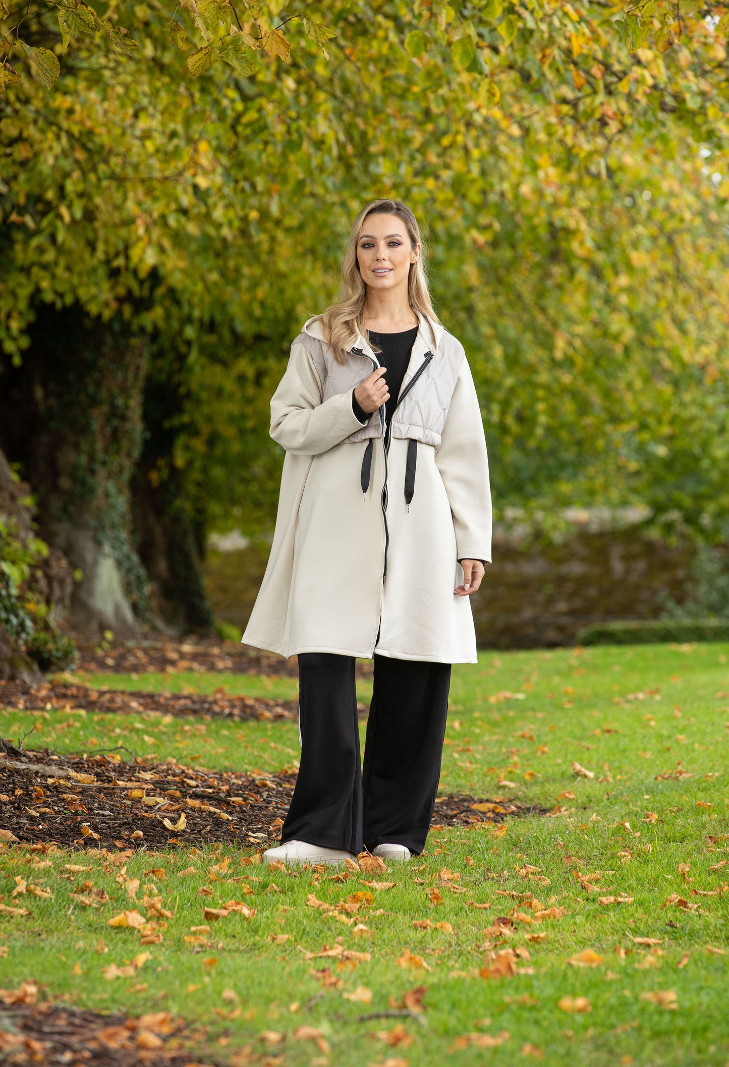 Longline Quilted Detail Hooded Jacket