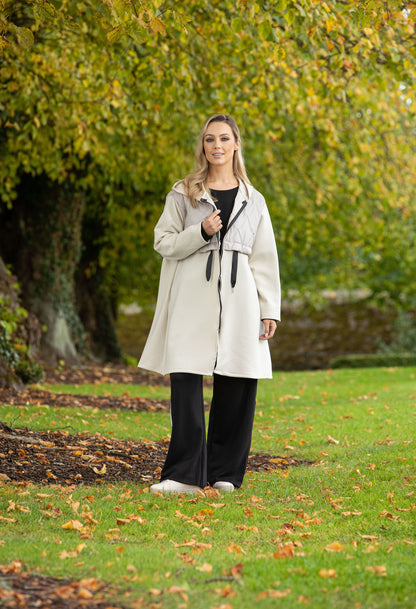 Longline Quilted Detail Hooded Jacket