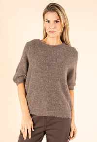 Fluffy Knit Short Sleeve Sweater