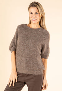 Fluffy Knit Short Sleeve Sweater