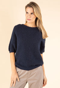 Fluffy Knit Short Sleeve Sweater