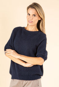 Fluffy Knit Short Sleeve Sweater