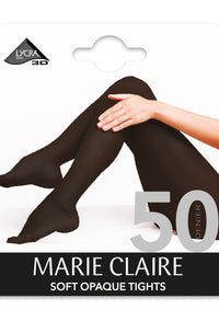 Marie Claire soft opaque tights with 50 denier label on a white background