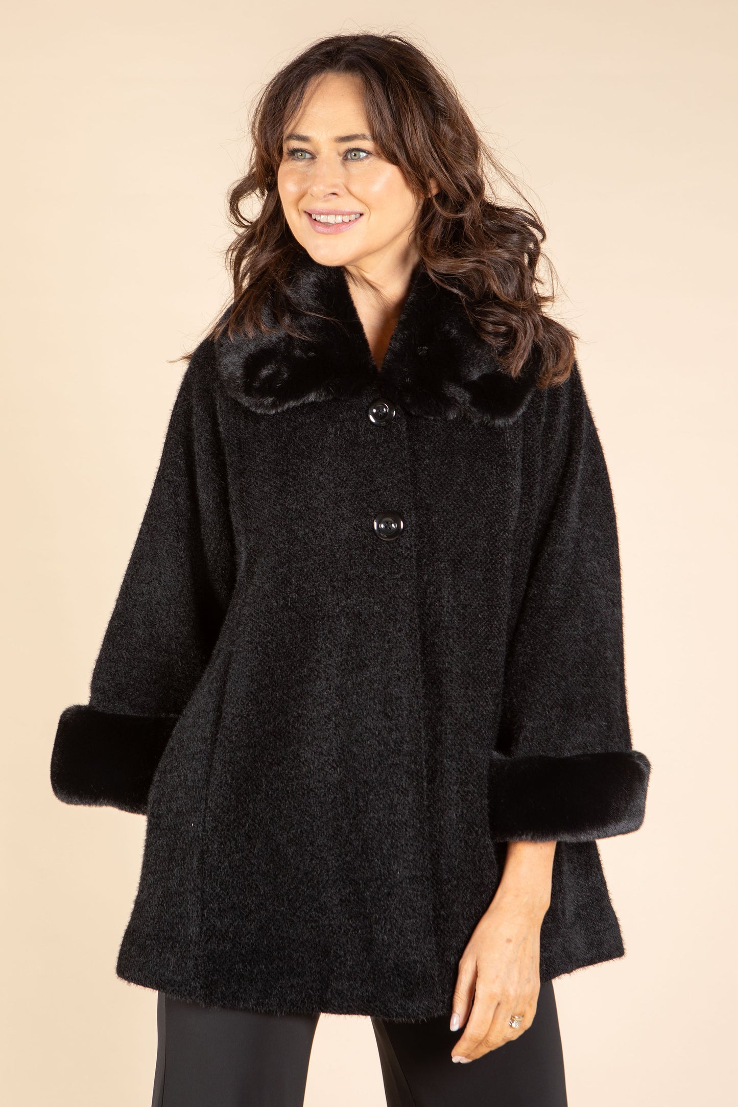 Faux Fur Trim Coat