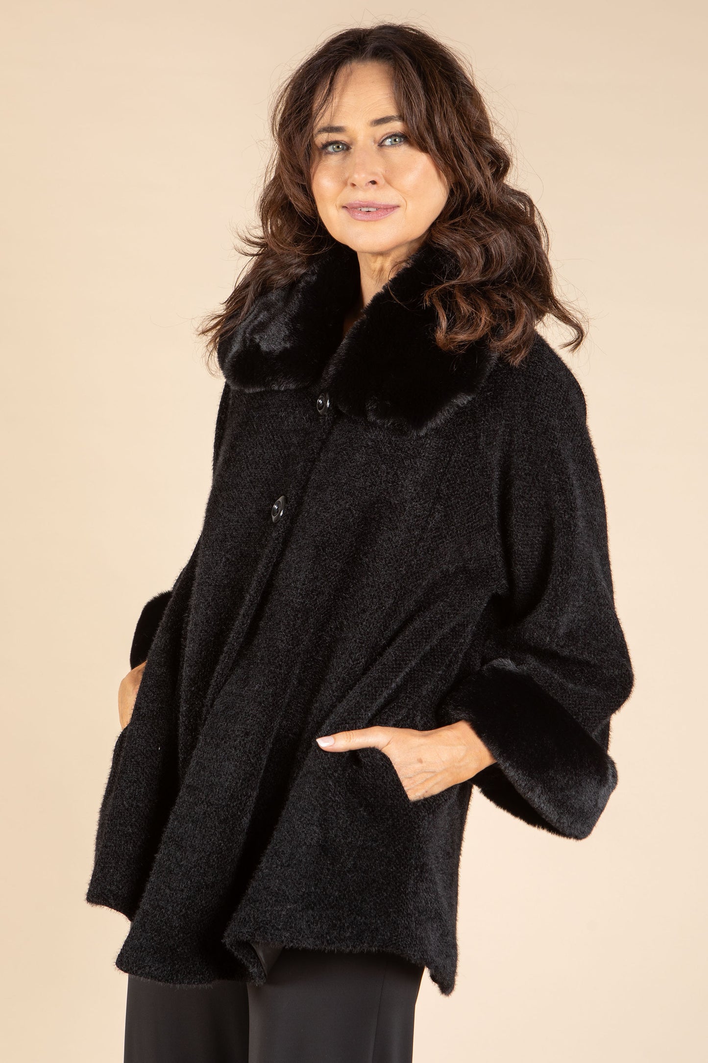 Faux Fur Trim Coat