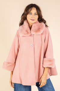 Faux Fur Trim Coat