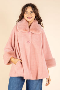 Faux Fur Trim Coat